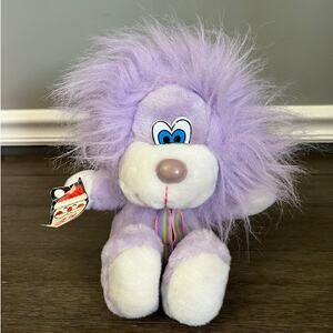 Vintage Embassy International Purple Plush Toy Lion With Swing‎ Tag